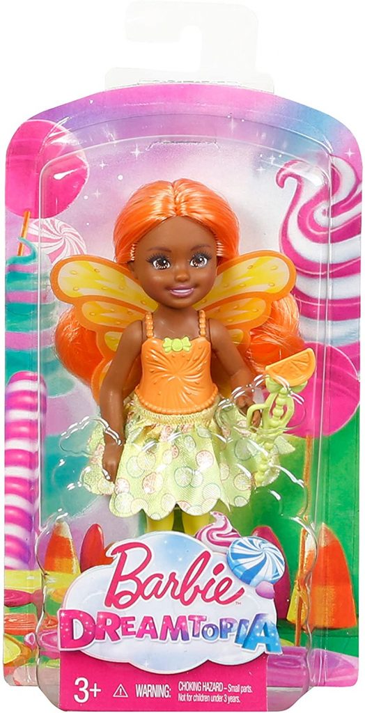 Fairy doll in a package with a cellophane front that shows the doll against an imaginative package.