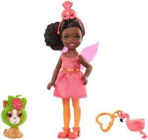 prettty black girl doll with flamingo on he head?