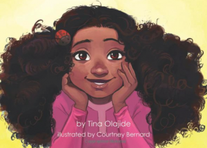 Illustration of a little black girl with big hair and a big smile