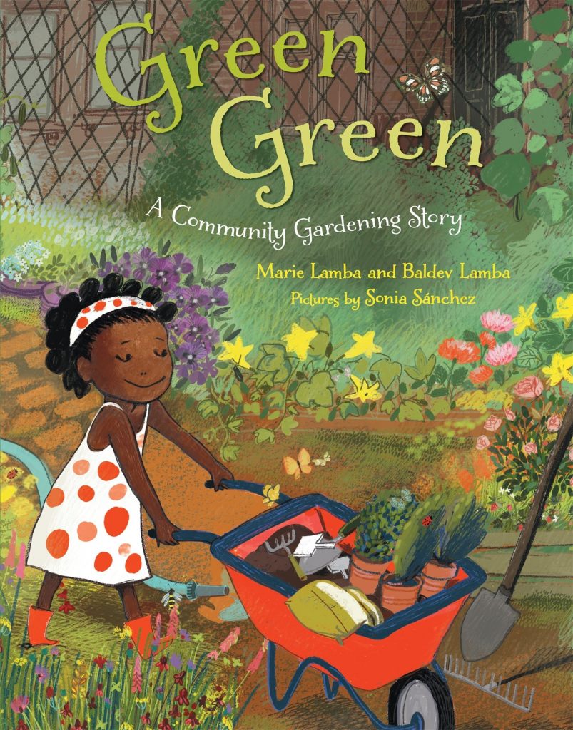 Book cover with little black girl in a garden