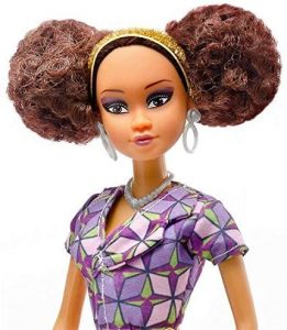 African fashion doll with modern clothes and natural afro hair