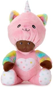 baby. doll with plush kitten unicorn onesie