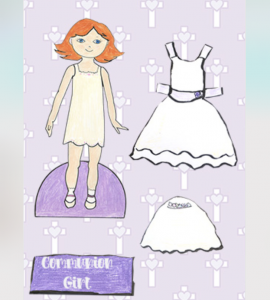 Paper doll with dress, veil and stand