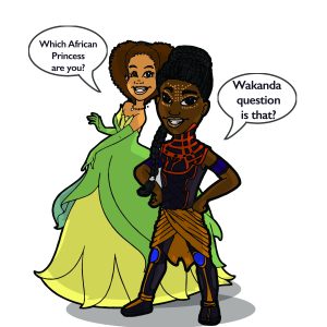 Black teens dressed as African princesses